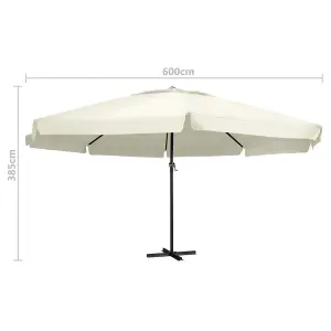 Berkfield Outdoor Parasol with Aluminium Pole 600 cm Sand White