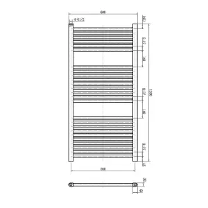 Triton Black Heated Towel Rail - 1200x600mm