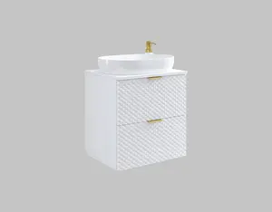 Laura 47 Floating Vanity Unit H630mm W600mm D490mm - White Finish