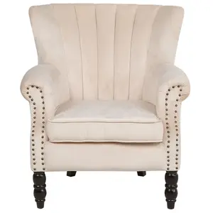 Wingback Chair SVEDALA Velvet Light Beige