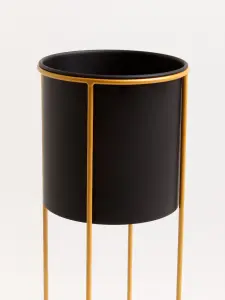 Interiors by Premier Contemporary Design Large Black And Gold Floor Standing Planter, Stylish And Functional Large Outdoor Pots