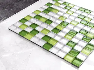 Glass mosaic on mesh for bathroom or kitchen 300mm x 300mm - Apple marshmallow