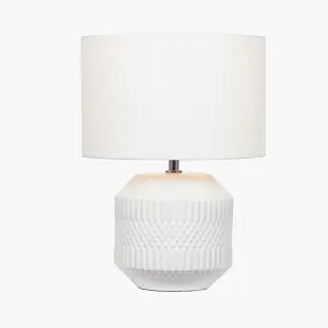 White Geo Textured Ceramic Table Lamp