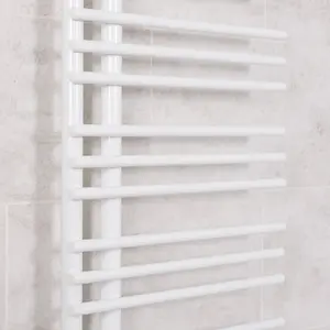 Right Radiators 1250x500 mm Round Designer Ladder Rads Heated Towel Rail Radiator White