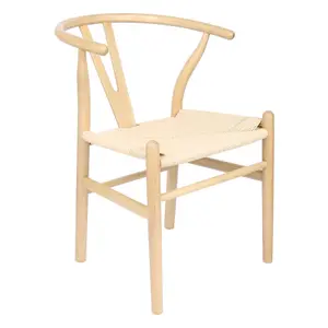 Nicholas Winter White Oak Wooden Wishbone Dining Chair - Natural/Natural