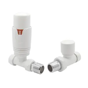 Pair of Straight White Thermostatic Radiator Valves