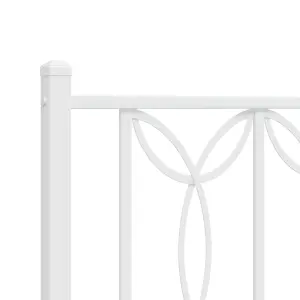 Berkfield Metal Bed Frame without Mattress with Headboard White 140x190cm