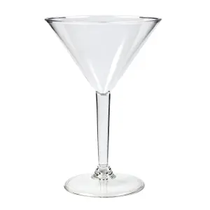 Pack Of 24 Plastic Martini Glasses - Reusable Cocktail Drink Clear Cup Indoor Outdoor Summer BBQ Party