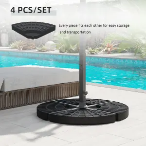 Outsunny 4PC Umbrella Base Sun Parasol Stand Holder Weight Sand Water Filled