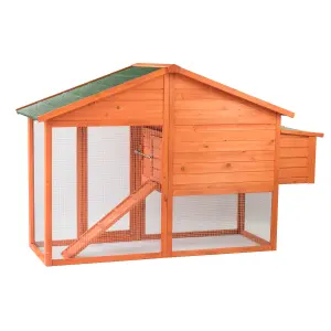 KCT 6ft Chicken Coop With Built In Run With Cover Nest Box Hen House Poultry Cage