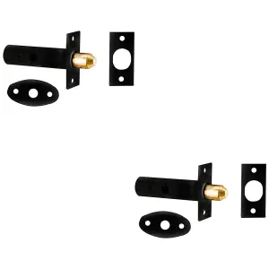 2 PACK - Matt Black Internal Door Security Bolt - 61mm Length - 32mm Fixing Centres