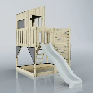 PolarPlay Kids Scandinavian Style Climbing Platform & Playhouse with Slide - Fiske Mist