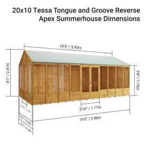 BillyOh Tessa Tongue and Groove Reverse Apex Summerhouse - 20x10