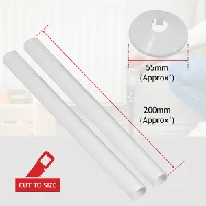 SPARES2GO Radiator Pipe Covers Shroud Collars Sleeve White 15mm x 200mm