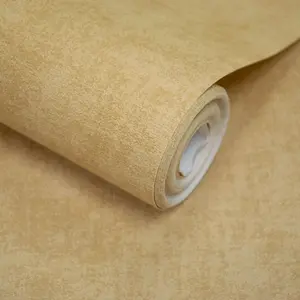 Grandeco Alba Plaster Plain Textured Wallpaper, Yellow Ochre