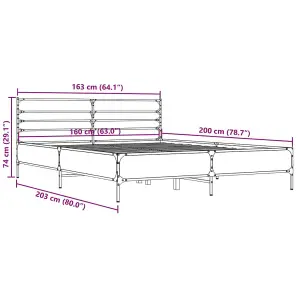 Berkfield Bed Frame without Mattress Grey Sonoma 160x200 cm