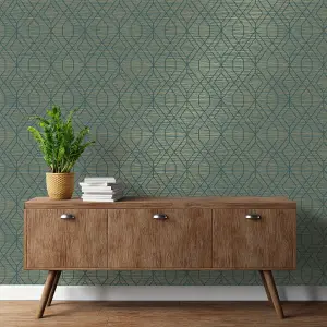 Crown Fusion Trellis Teal Wallpaper M1773