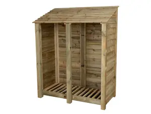 Wooden log store W-146cm, H-180cm, D-88cm - natural (light green) finish