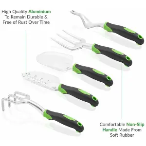 Garden Premium Tool Set 5 Pcs Stainless Steel with Non-slip Rubber Grip Outdoor Gardening For Gardener Gifts Hand Tools Kit