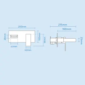 Nes Home Ozone Square Waterfall Wall Mounted Basin Mixer Tap Chrome