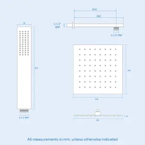 Nes Home 2 Dial 2 Way Square Concealed Thermostatic Shower Mixer,Head,Handset set