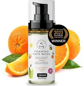 Kids Organic Foaming Face Wash - Natural Skincare For Teen Girls 10-12 - Gentle Facial Cleanser Cream For Dry Sensitive Skin - Hydrating Exfoliating