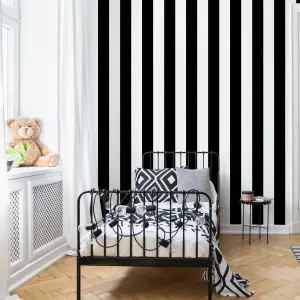 Superfresco Easy Black & white Stripe Smooth Wallpaper