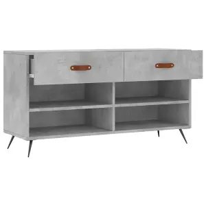 Berkfield Shoe Bench Concrete Grey 102x35x55 cm Engineered Wood