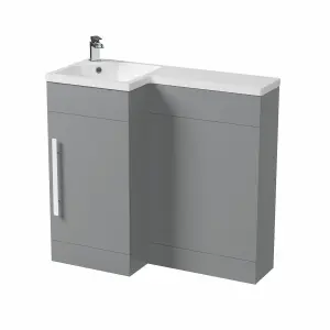 Nes Home Telora Grey Basin Sink Vanity Unit Furniture Cabinet Left Hand 900mm