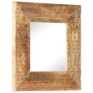 Berkfield Hand-Carved Mirror 50x50x11 cm Solid Mango Wood