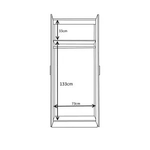 REFLECT 2 Door Mirrrored Wardrobe in Gloss White Door Fronts and Matt White Carcass