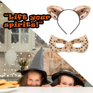 Halloween Cats Ears and Mask Set Halloween Party, Trick or Treat  Gold Glitter