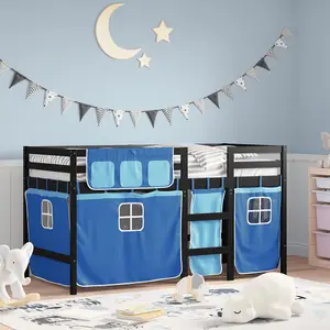 Berkfield Kids' Loft Bed with Curtains without Mattress Blue 90x200 cm