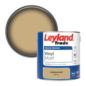 Leyland Trade Vinyl Matt Walls & Ceilings Emulsion Paint Craftsman Gold (PPG12-14) 2.5L