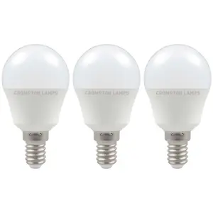 Crompton Lamps LED Golfball 5W E14 Dimmable Daylight Opal (40W Eqv) (3 Pack)