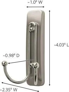 Command Bath Large  Double Hook Satin Nickel Bath36-SN