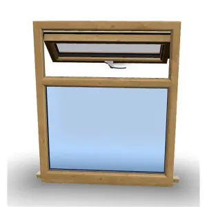 1045mm (W) x 995mm (H) Wooden Stormproof Window - 1 Top Opening Window -Toughened Safety Glass