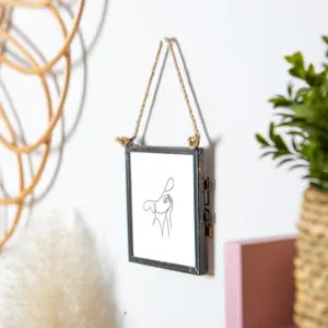 Nicola Spring - Hanging Metal Photo Frame - 4" x 4" - Black