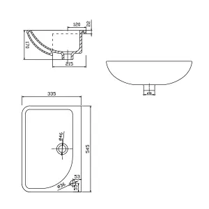 Harbor White Ceramic Bathroom Semi Recessed Basin Sink with 1 Tap Hole