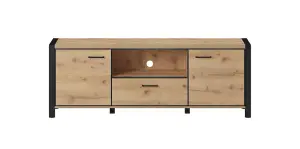 Elegant Aktiv 41 TV Cabinet 1800mm in Oak Taurus & Black Matt - Modern Media Solution H650mm D410mm