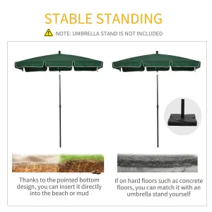 Outsunny Aluminium Sun Umbrella Parasol Patio Rectangular 2M x 1.3M Green