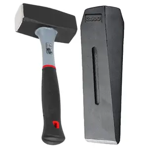 SPARES2GO Log Splitter Lump Hammer 2KG Club Mallet + 6lb 10" Chisel Wedge Wood Splitting Maul Kit