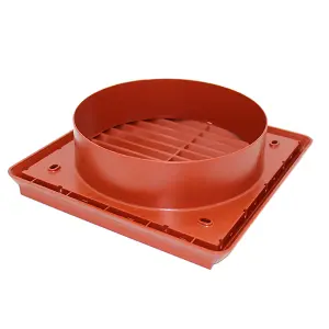 Kair Terracotta Louvred Grille 183mm External Dimension Wall Ducting Air Vent with Round 150mm - 6 inch Rear Spigot