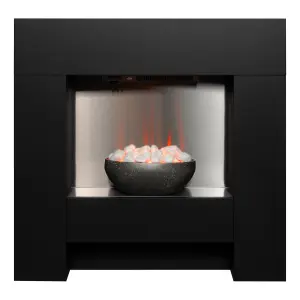 Adam Cubist Electric Fireplace Suite in Textured Black, 36 Inch