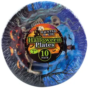 Halloween Paper Plates - Graveyard 7 inch Halloween Party - Haunted House - 10 Pack