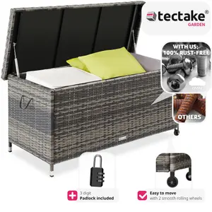 Storage Box Kiruna - rattan garden furniture cushion storage 120 x 55 x 61.5 cm - grey