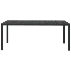 Berkfield Garden Table Black 185x90x74 cm Aluminium and WPC