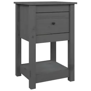 Berkfield Bedside Cabinet Grey 40x35x61.5 cm Solid Wood Pine