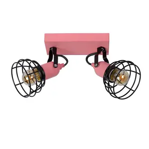 Lucide Pola Modern Twin Ceiling Spotlight Children - 2xE27 - Pink