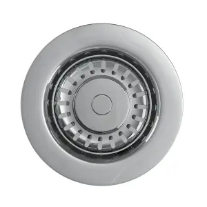 Polished Steel 90mm Top Fix Kitchen Strainer Waste without Overflow